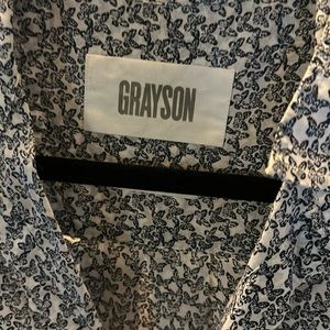 Grayson button down blue butterflies